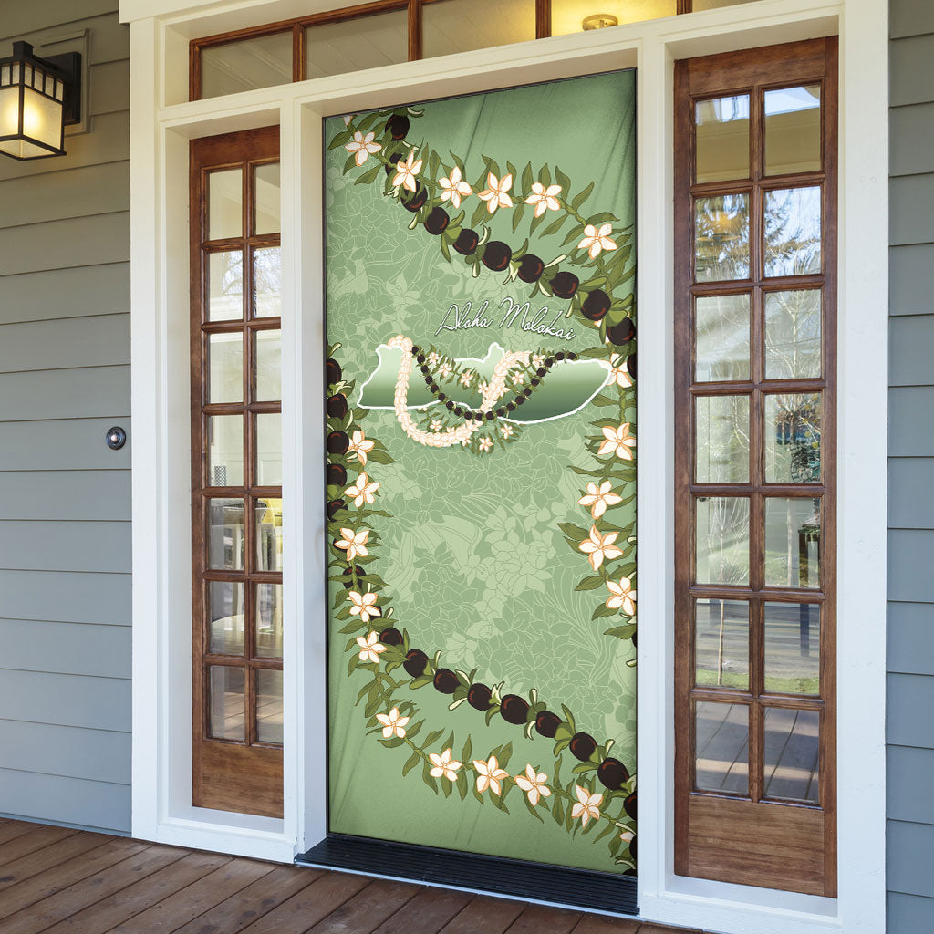 Hawaii Molokai Island Flowers Lei Door Cover Kukui Nut Mossy Green