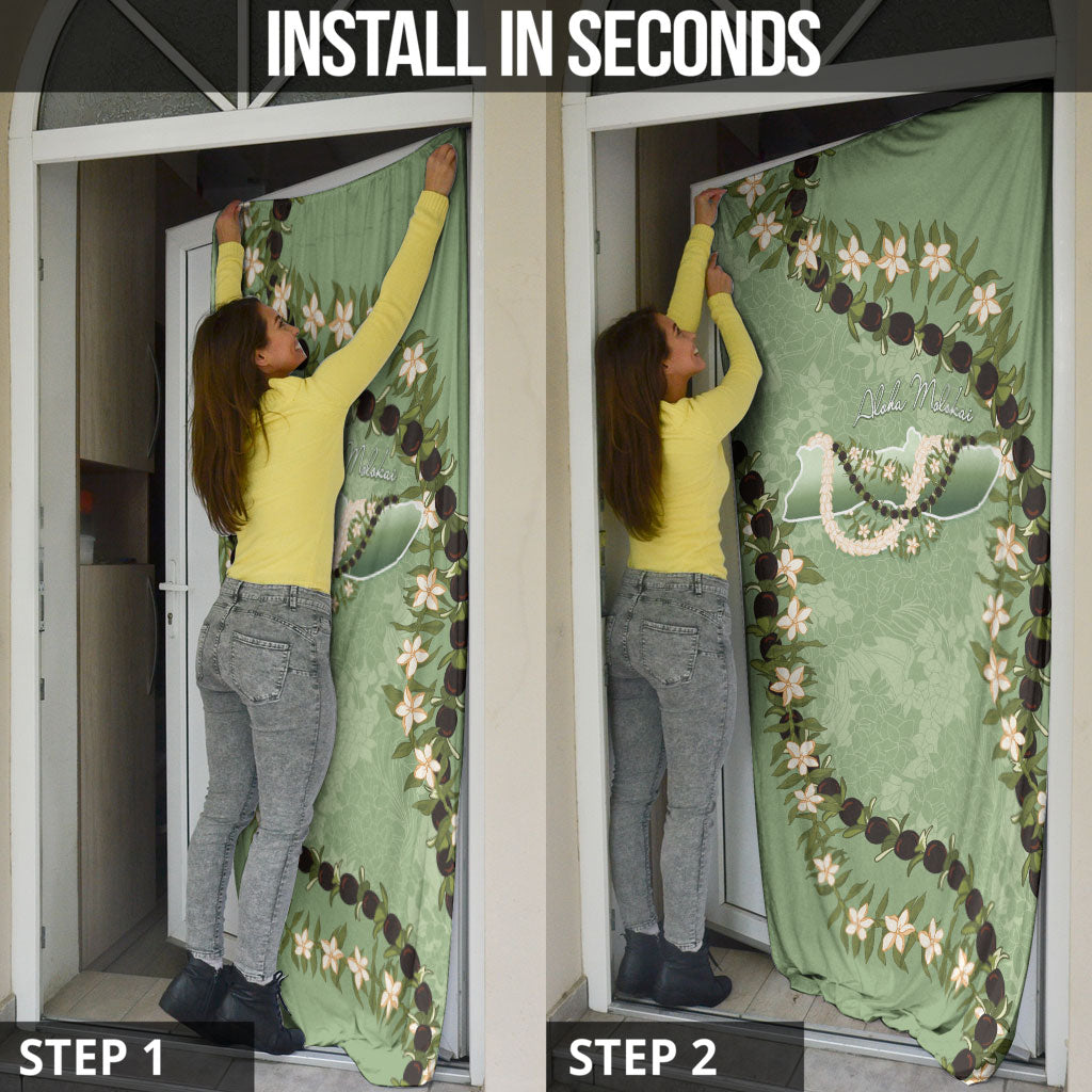 Hawaii Molokai Island Flowers Lei Door Cover Kukui Nut Mossy Green