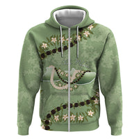Hawaii Molokai Island Flowers Lei Hoodie Kukui Nut Mossy Green