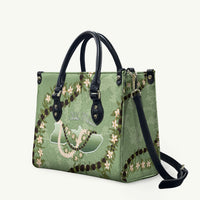 Hawaii Molokai Island Flowers Lei Leather Bag Kukui Nut Mossy Green