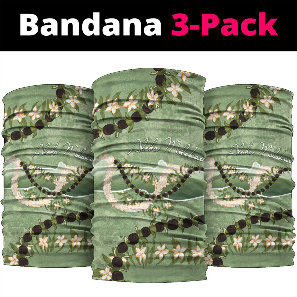 Hawaii Molokai Island Flowers Lei Neck Gaiter Kukui Nut Mossy Green