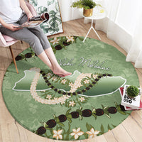 Hawaii Molokai Island Flowers Lei Round Carpet Kukui Nut Mossy Green