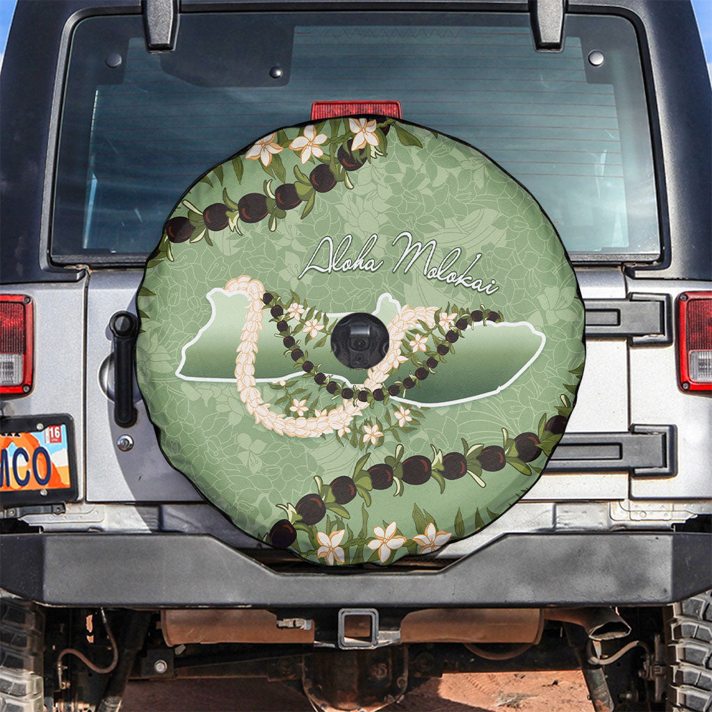 Hawaii Molokai Island Flowers Lei Spare Tire Cover Kukui Nut Mossy Green