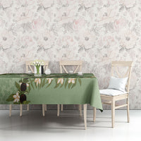 Hawaii Molokai Island Flowers Lei Tablecloth Kukui Nut Mossy Green