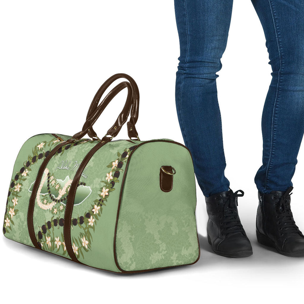 Hawaii Molokai Island Flowers Lei Travel Bag Kukui Nut Mossy Green