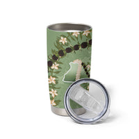 Hawaii Molokai Island Flowers Lei Tumbler Cup Kukui Nut Mossy Green