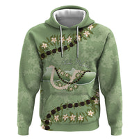 Hawaii Molokai Island Flowers Lei Zip Hoodie Kukui Nut Mossy Green