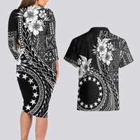 Kia Orana Cook Islands Couples Matching Long Sleeve Bodycon Dress and Hawaiian Shirt Tiare and Stars LT7 - Polynesian Pride