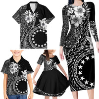 Kia Orana Cook Islands Family Matching Long Sleeve Bodycon Dress and Hawaiian Shirt Tiare and Stars LT7 - Polynesian Pride
