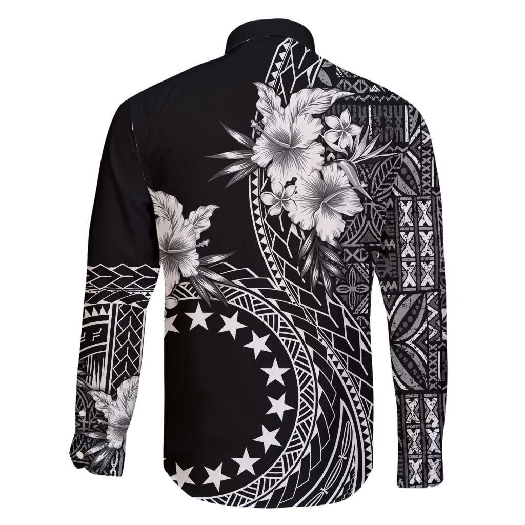 Kia Orana Cook Islands Family Matching Long Sleeve Bodycon Dress and Hawaiian Shirt Tiare and Stars LT7 - Polynesian Pride
