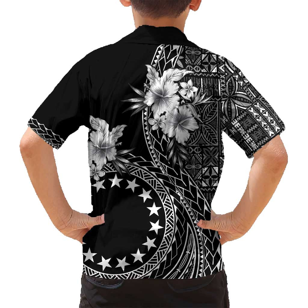 Kia Orana Cook Islands Family Matching Off Shoulder Maxi Dress and Hawaiian Shirt Tiare and Stars LT7 - Polynesian Pride