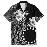 Kia Orana Cook Islands Family Matching Off Shoulder Short Dress and Hawaiian Shirt Tiare and Stars LT7 Dad's Shirt - Short Sleeve Black - Polynesian Pride