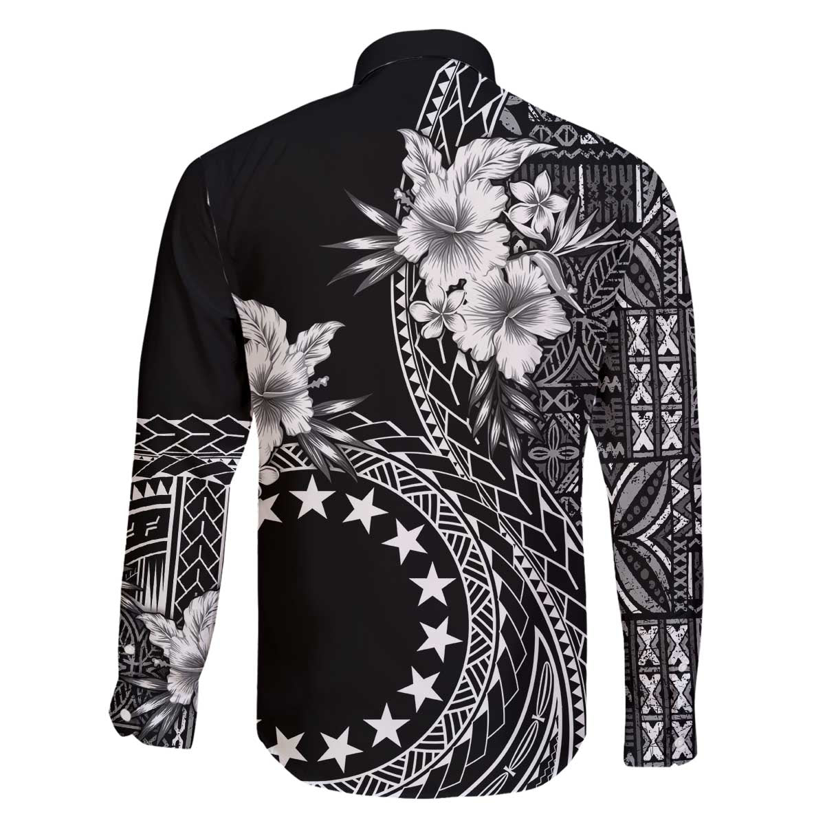 Kia Orana Cook Islands Family Matching Off Shoulder Short Dress and Hawaiian Shirt Tiare and Stars LT7 - Polynesian Pride