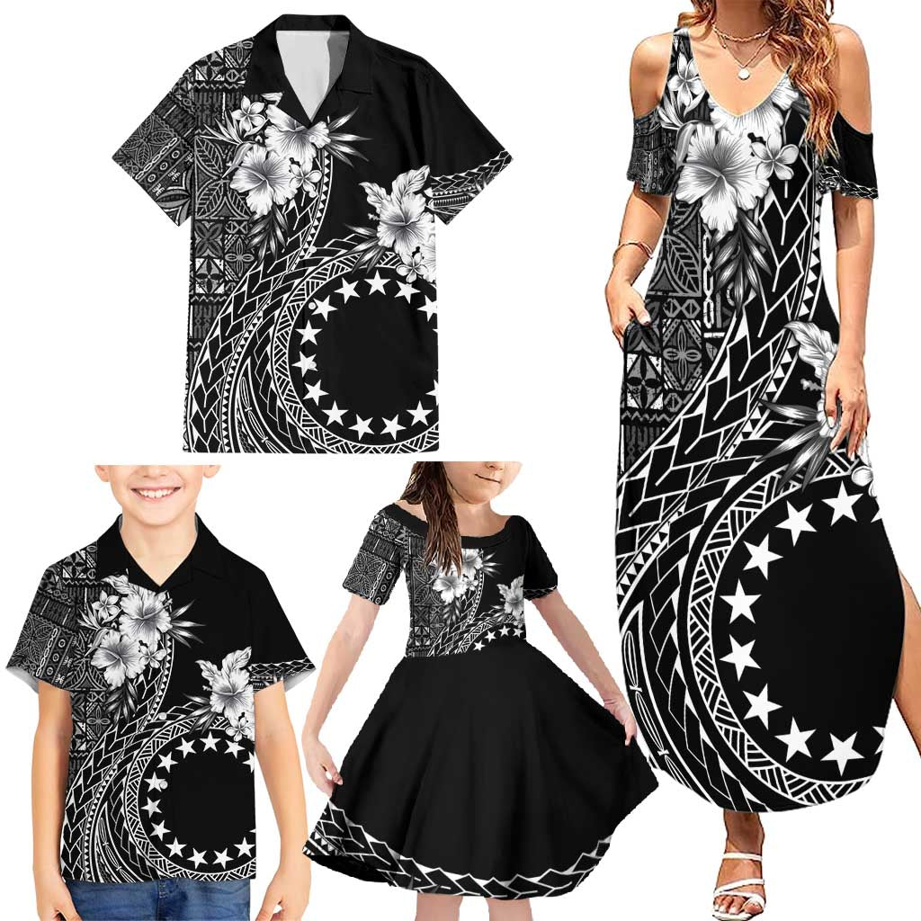 Kia Orana Cook Islands Family Matching Summer Maxi Dress and Hawaiian Shirt Tiare and Stars LT7 - Polynesian Pride
