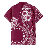 Kia Orana Cook Islands Family Matching Long Sleeve Bodycon Dress and Hawaiian Shirt Tiare and Stars - Maroon LT7 - Polynesian Pride