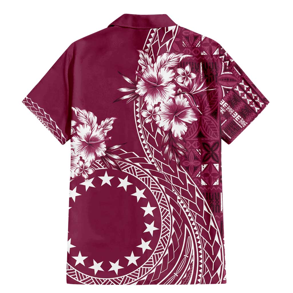 Kia Orana Cook Islands Family Matching Mermaid Dress and Hawaiian Shirt Tiare and Stars - Maroon LT7 - Polynesian Pride
