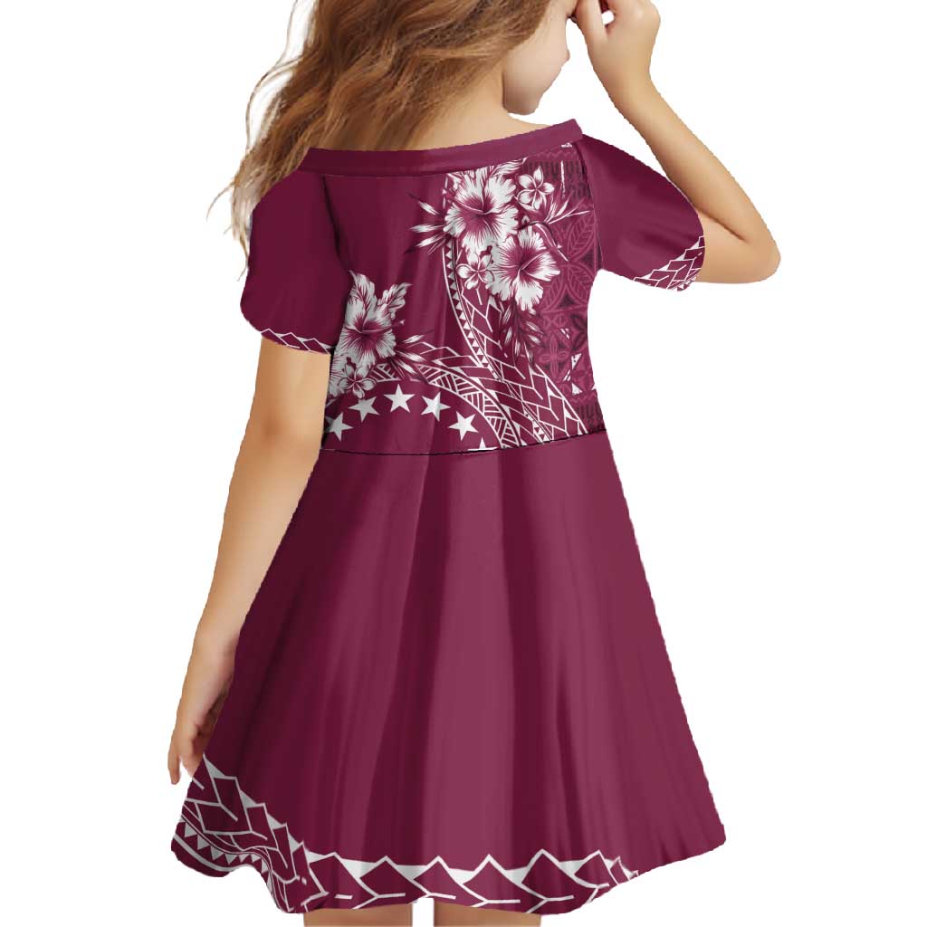 Kia Orana Cook Islands Family Matching Off Shoulder Maxi Dress and Hawaiian Shirt Tiare and Stars - Maroon LT7 - Polynesian Pride