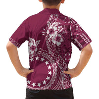 Kia Orana Cook Islands Family Matching Puletasi and Hawaiian Shirt Tiare and Stars - Maroon LT7 - Polynesian Pride