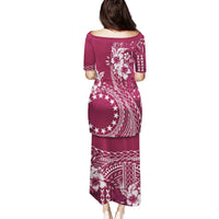 Kia Orana Cook Islands Family Matching Puletasi and Hawaiian Shirt Tiare and Stars - Maroon LT7 - Polynesian Pride