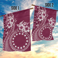 Kia Orana Cook Islands Garden Flag Tiare and Stars - Maroon LT7 - Polynesian Pride