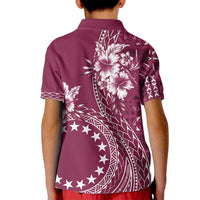 Kia Orana Cook Islands Kid Polo Shirt Tiare and Stars - Maroon
