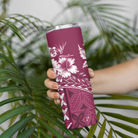 Kia Orana Cook Islands Skinny Tumbler Tiare & Stars - Maroon LT7 - Polynesian Pride