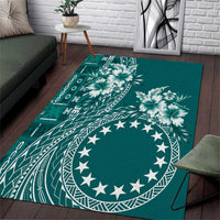 Kia Orana Cook Islands Area Rug Tiare and Stars - Teal