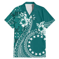 Kia Orana Cook Islands Family Matching Mermaid Dress and Hawaiian Shirt Tiare and Stars - Teal LT7 Dad's Shirt - Short Sleeve Teal - Polynesian Pride