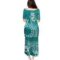 Kia Orana Cook Islands Family Matching Puletasi and Hawaiian Shirt Tiare and Stars - Teal LT7 - Polynesian Pride