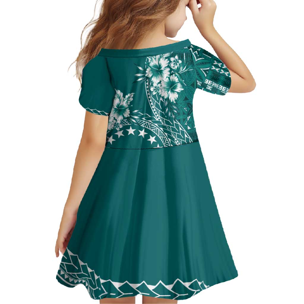 Kia Orana Cook Islands Family Matching Tank Maxi Dress and Hawaiian Shirt Tiare and Stars - Teal LT7 - Polynesian Pride