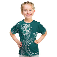 Kia Orana Cook Islands Kid T Shirt Tiare and Stars - Teal