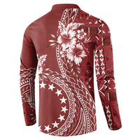 Kia Orana Cook Islands Button Sweatshirt Tiare and Stars - Scarlet