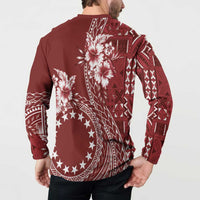 Kia Orana Cook Islands Button Sweatshirt Tiare and Stars - Scarlet