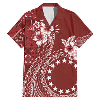 Kia Orana Cook Islands Family Matching Mermaid Dress and Hawaiian Shirt Tiare and Stars - Scarlet LT7 Dad's Shirt - Short Sleeve Red - Polynesian Pride