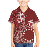 Kia Orana Cook Islands Family Matching Mermaid Dress and Hawaiian Shirt Tiare and Stars - Scarlet LT7 Son's Shirt Red - Polynesian Pride