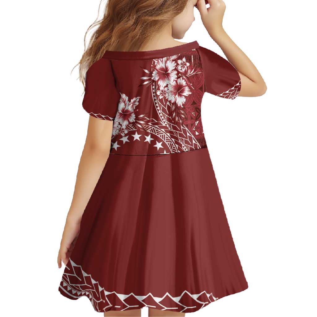 Kia Orana Cook Islands Family Matching Off Shoulder Maxi Dress and Hawaiian Shirt Tiare and Stars - Scarlet LT7 - Polynesian Pride