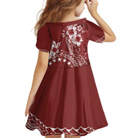 Kia Orana Cook Islands Family Matching Off Shoulder Maxi Dress and Hawaiian Shirt Tiare and Stars - Scarlet LT7 - Polynesian Pride