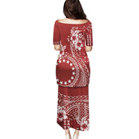 Kia Orana Cook Islands Family Matching Puletasi and Hawaiian Shirt Tiare and Stars - Scarlet LT7 - Polynesian Pride