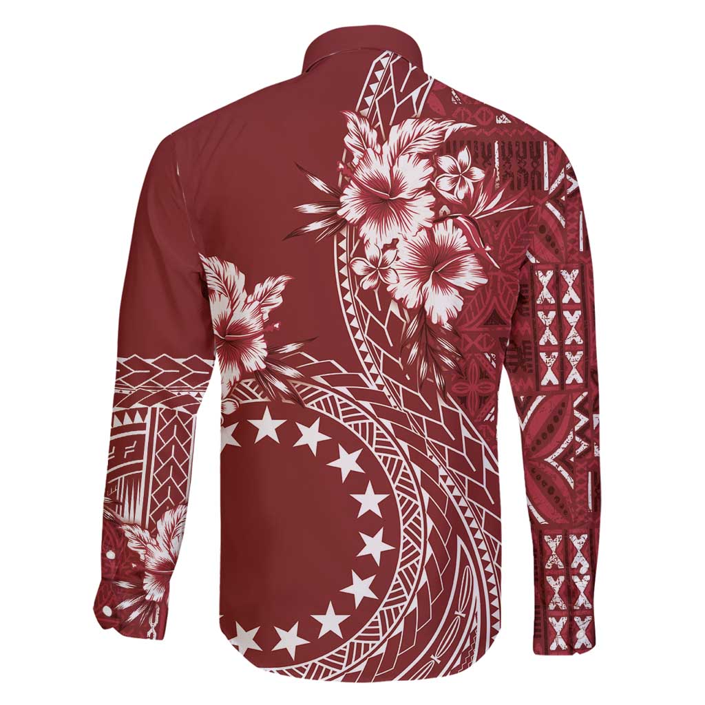 Kia Orana Cook Islands Family Matching Summer Maxi Dress and Hawaiian Shirt Tiare and Stars - Scarlet LT7 - Polynesian Pride