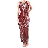Kia Orana Cook Islands Family Matching Tank Maxi Dress and Hawaiian Shirt Tiare and Stars - Scarlet LT7 Mom's Dress Red - Polynesian Pride