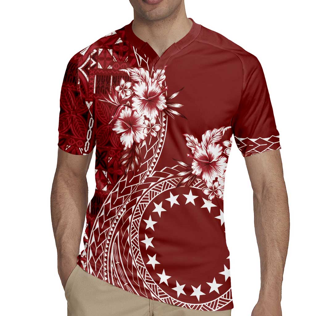 Kia Orana Cook Islands Rugby Jersey Tiare and Stars - Scarlet
