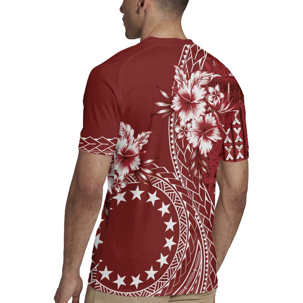 Kia Orana Cook Islands Rugby Jersey Tiare and Stars - Scarlet