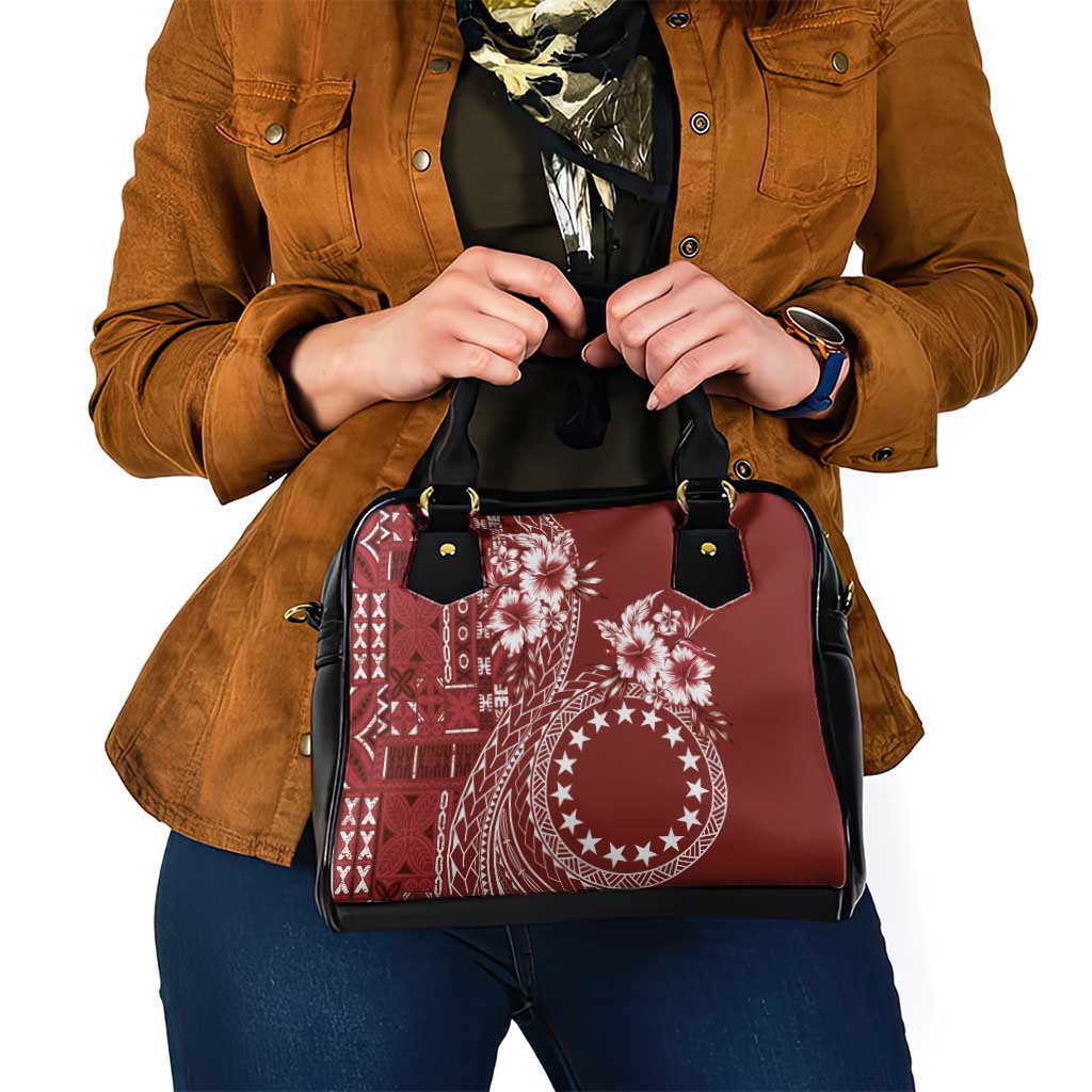 Kia Orana Cook Islands Shoulder Handbag Tiare and Stars - Scarlet
