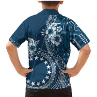 Kia Orana Cook Islands Family Matching Mermaid Dress and Hawaiian Shirt Tiare and Stars - Navy Blue LT7 - Polynesian Pride