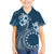 Kia Orana Cook Islands Family Matching Off The Shoulder Long Sleeve Dress and Hawaiian Shirt Tiare and Stars - Navy Blue