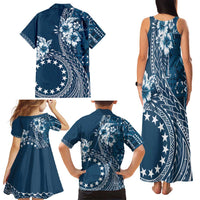 Kia Orana Cook Islands Family Matching Tank Maxi Dress and Hawaiian Shirt Tiare and Stars - Navy Blue LT7 - Polynesian Pride