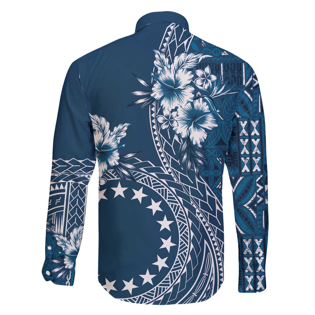 Kia Orana Cook Islands Family Matching Tank Maxi Dress and Hawaiian Shirt Tiare and Stars - Navy Blue LT7 - Polynesian Pride