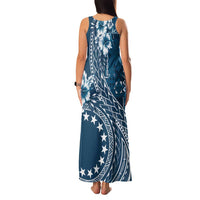 Kia Orana Cook Islands Family Matching Tank Maxi Dress and Hawaiian Shirt Tiare and Stars - Navy Blue LT7 - Polynesian Pride