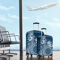 Kia Orana Cook Islands Luggage Cover Tiare and Stars - Navy Blue
