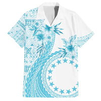 Kia Orana Cook Islands Family Matching Off Shoulder Maxi Dress and Hawaiian Shirt Tiare and Stars - Turquoise LT7 Dad's Shirt - Short Sleeve Turquoise - Polynesian Pride